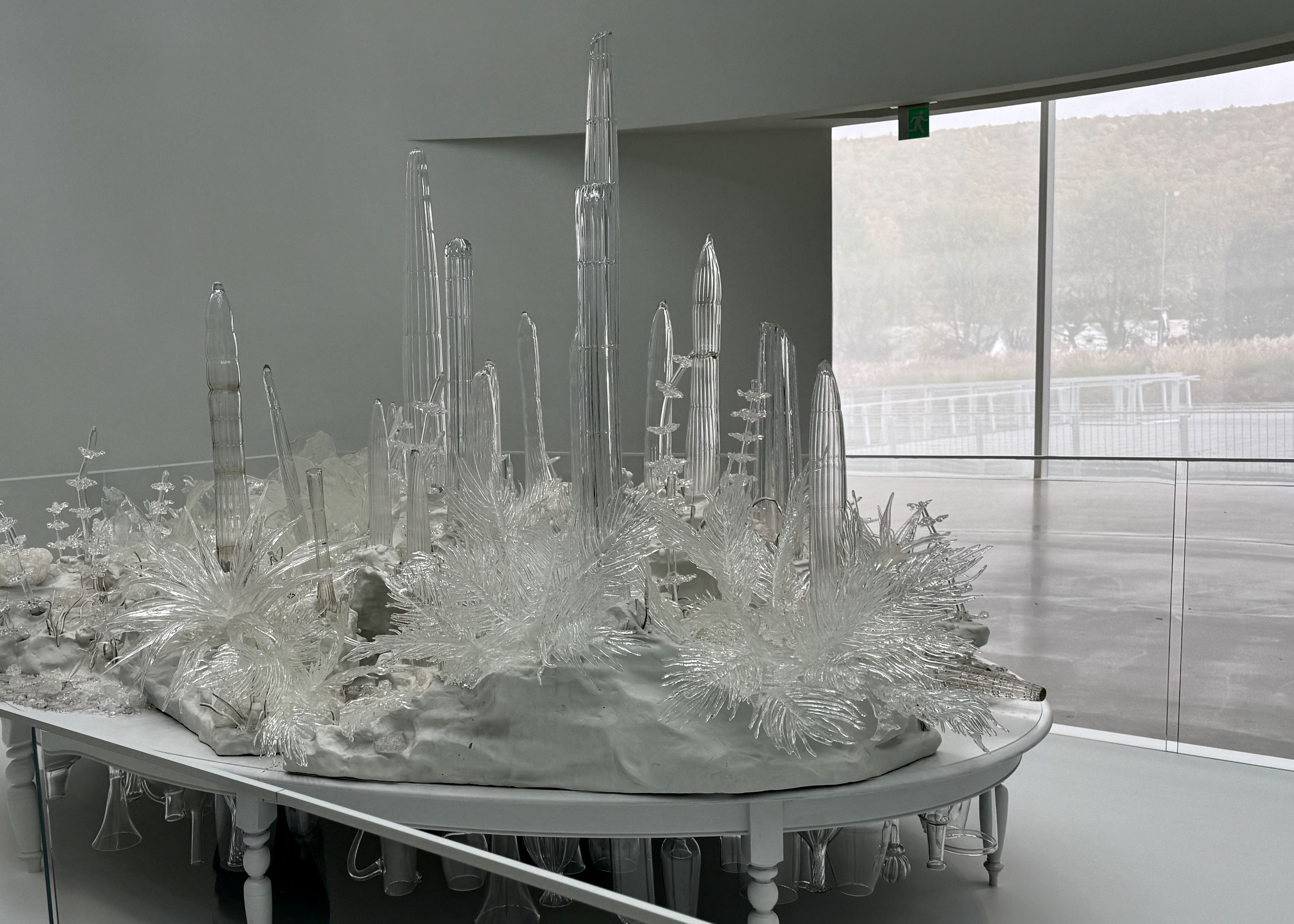 A large-scale glass and mixed-media sculpture by Beth Lipman titled 