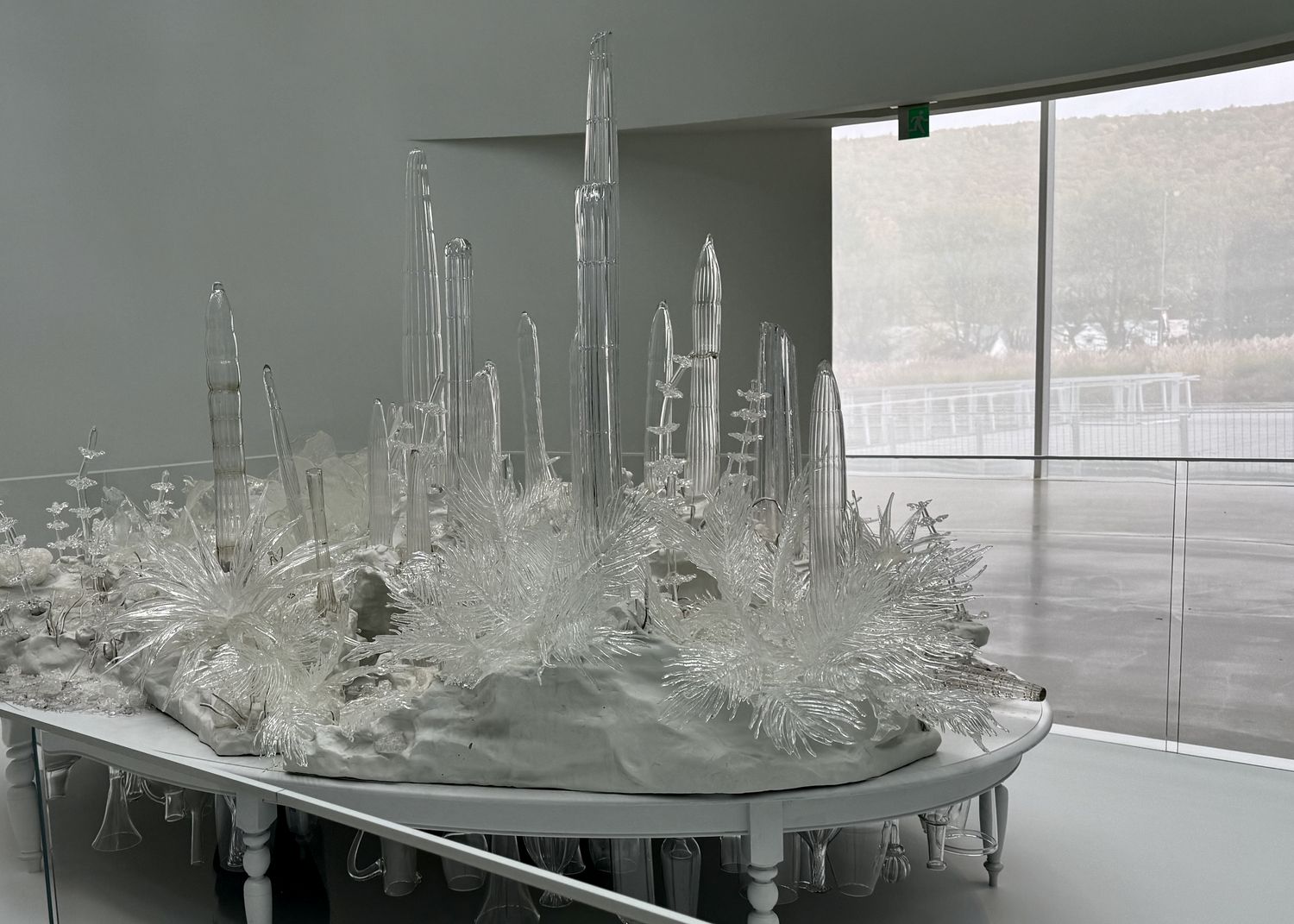 A large-scale glass and mixed-media sculpture by Beth Lipman titled 